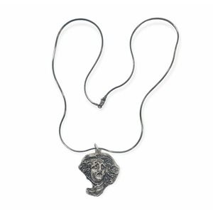 Vintage Brutalist Medussa Snake Goddess 925 Sterling Silver Pendant Necklace